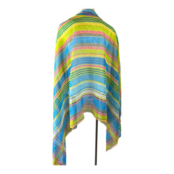 Palm Court Rainbow Pastel Shawl Scarf Wrap Sheer Made in India - Picture 3 of 7
